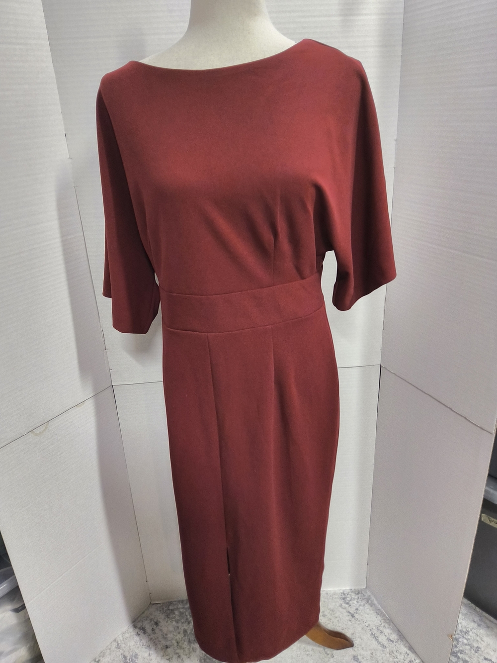 Alexia Admor Brick Red Boatneck Midi Dress